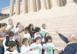 Students praying outside of the US Supreme Court. Image of Students praying outside of the US Supreme Court.