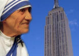 Beloved Mother Teresa with the Empire State building in the background Image of Beloved Mother Teresa with the Empire State building in the background
