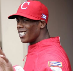 Aroldis Chapman's 25 pitches Friday night each registered 100 mph or faster, including his record-breaking 105 mph heater. The pitches must have been a blur to Padres batters. Aroldis Chapman's 25 pitches Friday night each registered 100 mph or faster, including his record-breaking 105 mph heater. The pitches must have been a blur to Padres batters.