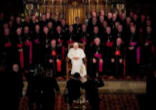 Pope Benedict XVI with the Bishops of the United Kingdom, in the Chapel of the Francis Marion House at Oscott College in Birmingham, England. Image of Pope Benedict XVI with the Bishops of the United Kingdom, in the Chapel of the Francis Marion House at Oscott College in Birmingham, England.