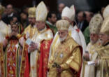 Bishops of the Middle East gathered in Synod, listening to Pope Benedict XVI. Image of Bishops of the Middle East gathered in Synod, listening to Pope Benedict XVI.
