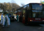 Intercessors of the Lamb getting on the bus as they leave their former residence at the direction of the Bishop. Image of Intercessors of the Lamb getting on the bus as they leave their former residence at the direction of the Bishop.