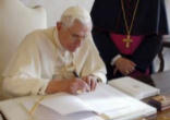 Pope Benedict XVI Signing Letter Image of Pope Benedict XVI Signing Letter