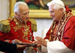 Grand Master of the Knights of malta greeting Pope Benedict XVI upon his visit to Malta Image of Grand Master of the Knights of malta greeting Pope Benedict XVI upon his visit to Malta