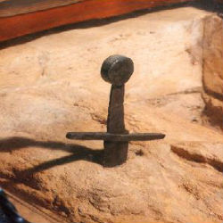 According to legend, countless people have tried to steal the sword. In the chapel you can see what are said to be the mummified hands of a thief that tried to remove the sword and was then suddenly slaughtered by wild wolves. According to legend, countless people have tried to steal the sword. In the chapel you can see what are said to be the mummified hands of a thief that tried to remove the sword and was then suddenly slaughtered by wild wolves.