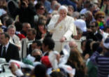 Pope in a General Audience greeting the faithful Image of Pope in a General Audience greeting the faithful