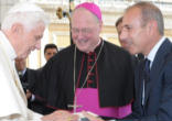 Matt Lauer introduced to Pope Benedict XVI by Archbishop Timothy Dolan Image of Matt Lauer introduced to Pope Benedict XVI by Archbishop Timothy Dolan