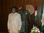 Nigerian President Goodluck Jonathan must struggle with the bitter rivalry between Christian and Islamic factions that periodically war with one another. Image of Nigerian President Goodluck Jonathan must struggle with the bitter rivalry between Christian and Islamic factions that periodically war with one another.