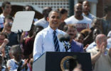 Obama addresses students at a high school in Ohio where he promoted his new jobs bill. Image of Obama addresses students at a high school in Ohio where he promoted his new jobs bill.