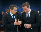 French President Sarkozy and British Prime Minister Cameron. Image of French President Sarkozy and British Prime Minister Cameron.