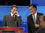 Perry and Romney enjoy a laugh at the Republican Presidential Debate in Orlando, Florida on Thursday. Image of Perry and Romney enjoy a laugh at the Republican Presidential Debate in Orlando, Florida on Thursday.
