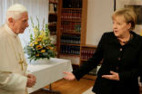 The Holy Father, Pope Benedict XVI meets with German Chancellor Angela Merkel. Image of The Holy Father, Pope Benedict XVI meets with German Chancellor Angela Merkel.