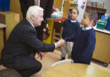 Governor Tom Corbett greeting students at Lincoln Charter Elementary School in York, Pennsylvania Image of Governor Tom Corbett greeting students at Lincoln Charter Elementary School in York, Pennsylvania