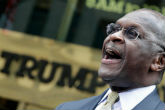 In a film-worthy race, Herman Cain is the new leader. Image of In a film-worthy race, Herman Cain is the new leader.