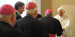 Pope benedict XVI greets the Bishops of the United States in their Ad Limina visits Image of Pope benedict XVI greets the Bishops of the United States in their Ad Limina visits