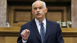 Papandreou is in hot water with both his own parliament and Europe's leaders. Image of Papandreou is in hot water with both his own parliament and Europe's leaders.