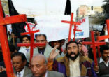 Villagers from the Catholic community in Pakistan protesting the martyrdom of Amariah Masih Image of Villagers from the Catholic community in Pakistan protesting the martyrdom of Amariah Masih