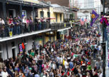 Revelers packing the streets in the French Quarter. Image of Revelers packing the streets in the French Quarter.