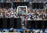 Pope traveling through the crowds of Cubans who turned out everywhere he went Image of Pope traveling through the crowds of Cubans who turned out everywhere he went