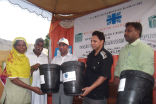 Caritas Pakistan Karachi staff distribute dustbins yesterday in Saif-ul-Marri Goth. Image of Caritas Pakistan Karachi staff distribute dustbins yesterday in Saif-ul-Marri Goth.
