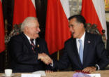 Lech Walesa with Mitt and Ann Romney Image of Lech Walesa with Mitt and Ann Romney