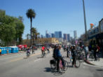 At CicLAvia, cyclists enjoy the city streets without the competition of cars. Image of At CicLAvia, cyclists enjoy the city streets without the competition of cars.
