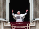 Pope addressing pilgrims in St Peters Square Image of Pope addressing pilgrims in St Peters Square