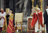 Patriarch and Pope Holding the Book of the Gospels Image of Patriarch and Pope Holding the Book of the Gospels