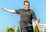 In his viral video hit, the 27-year-old Havard Rugland performs some outrageous tricks and kicks, from nailing 60-yard field goals to soccer-style scissor kicks and volleys with American footballs. Image of In his viral video hit, the 27-year-old Havard Rugland performs some outrageous tricks and kicks, from nailing 60-yard field goals to soccer-style scissor kicks and volleys with American footballs.