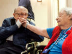 Alfred Rubin shares an affectionate moment with his sister, Ruth Tengood. Image of Alfred Rubin shares an affectionate moment with his sister, Ruth Tengood.