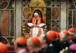 Pope addressing Roman Curia Image of Pope addressing Roman Curia