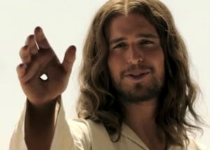 Jesus as depicted in the miniseries. Jesus as depicted in the miniseries.