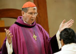 Cardinal Mahony wearing the ashes which signify repentance, during an Ash Wednesday service. Image of Cardinal Mahony wearing the ashes which signify repentance, during an Ash Wednesday service.