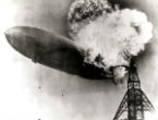 The Hindenburg aflame after static electricity ignited a hydrogen leak on the craft. Image of The Hindenburg aflame after static electricity ignited a hydrogen leak on the craft.