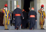 Cardinals enter the first meeting of the Congregation before the Conclave begins Image of Cardinals enter the first meeting of the Congregation before the Conclave begins