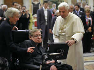 Stephen Hawking meets Pope Benedict. Stephen Hawking meets Pope Benedict.