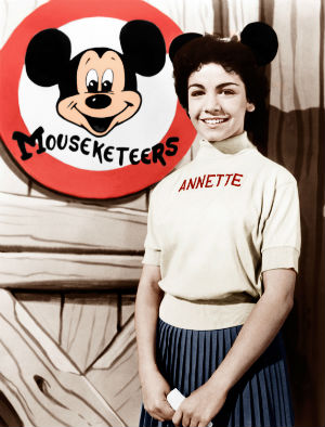 The adorable brunette was just 13 when she gained fame on Walt Disney's television kiddie 'club,' a combination of stories, songs and dance routines that ran from 1955 to 1959. She appeared in mouse ears, a pleated skirt and a sweater emblazoned with her name. The adorable brunette was just 13 when she gained fame on Walt Disney's television kiddie 'club,' a combination of stories, songs and dance routines that ran from 1955 to 1959. She appeared in mouse ears, a pleated skirt and a sweater emblazoned with her name.