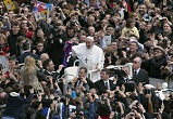 Francis greets the crowds in St Peters square Image of Francis greets the crowds in St Peters square
