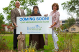 Pat O'Donnell, Sister Damien Marie Savino and Teresa O'Donnell stand in front of the new Plant It Forward site on the University of St. Thomas campus. Image of Pat O'Donnell, Sister Damien Marie Savino and Teresa O'Donnell stand in front of the new Plant It Forward site on the University of St. Thomas campus.