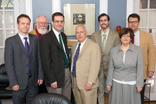 Pictured (left to right): Dr. Michael Boler, Dr. Edward Macierowski, Dr. Joseph Hattrup, Dr. R. Edward Houser, Dr. Andrew Hayes, Dr. Mary Catherine Sommers and Dr. Thomas Osborne in Sullivan Hall after Hattrup's defense.
Image of Pictured (left to right): Dr. Michael Boler, Dr. Edward Macierowski, Dr. Joseph Hattrup, Dr. R. Edward Houser, Dr. Andrew Hayes, Dr. Mary Catherine Sommers and Dr. Thomas Osborne in Sullivan Hall after Hattrup's defense.