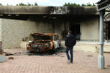 An image of the destruction outside the U.S. embassy in Benghazi. Image of An image of the destruction outside the U.S. embassy in Benghazi.