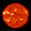 Solar fury! The sun's X3.2 class flare captured on film. Image of Solar fury! The sun's X3.2 class flare captured on film.