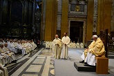 Pope Francis at Rome's Gesu Church on the Memorial of St Ignatius of loyola, the founder of the Jesuits. Pope Francis is a member of the Society of Jesus. He concelebrated the Holy Mass with members of the community from around the world Image of Pope Francis at Rome's Gesu Church on the Memorial of St Ignatius of loyola, the founder of the Jesuits. Pope Francis is a member of the Society of Jesus. He concelebrated the Holy Mass with members of the community from around the world