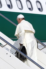 Pope Francis boarding the plane Image of Pope Francis boarding the plane
