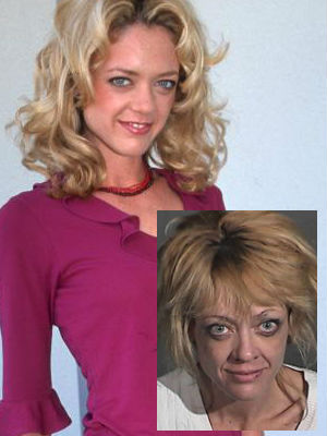 Lisa Robin Kelly in her 'That 70s Show' heyday and when she was arrested for her felony charge of corporal injury upon a spouse in March of 2012, inset. Lisa Robin Kelly in her 'That 70s Show' heyday and when she was arrested for her felony charge of corporal injury upon a spouse in March of 2012, inset.