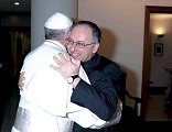Pope Francis embracing Fr. Antonio Spadaro to whom he gave the interview Image of Pope Francis embracing Fr. Antonio Spadaro to whom he gave the interview