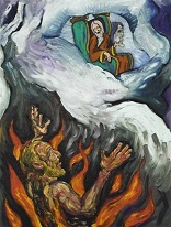 There was a rich man who dressed in purple garments and fine linen and dined sumptuously each day. And lying at his door was a poor man named Lazarus, covered with sores, who would gladly have eaten his fill of the scraps that fell from the rich man's table. Dogs even used to come and lick his sores. When the poor man died, he was carried away by angels to the bosom of Abraham Image of There was a rich man who dressed in purple garments and fine linen and dined sumptuously each day. And lying at his door was a poor man named Lazarus, covered with sores, who would gladly have eaten his fill of the scraps that fell from the rich man's table. Dogs even used to come and lick his sores. When the poor man died, he was carried away by angels to the bosom of Abraham