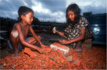 Image of Child slaves in Bangladesh work long hours doing backbreaking manual labor.
