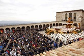 Thousands gather for the opening Mass of the historic visit of Pope Francis to Assisi, to honor the continuing call of conversion in the life, message and prophetic challenge of Francis of Assisi, his namesake Image of Thousands gather for the opening Mass of the historic visit of Pope Francis to Assisi, to honor the continuing call of conversion in the life, message and prophetic challenge of Francis of Assisi, his namesake
