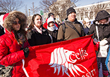 Students from the University of St. Thomas - Houston, brave the cold weather as they march with nearly half a million others from across the country, declaring their pro-life stance. Image of Students from the University of St. Thomas - Houston, brave the cold weather as they march with nearly half a million others from across the country, declaring their pro-life stance.
